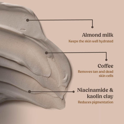 Vilvah Cookie N Cream Body Mask | Tan Removal & Brightening Body Pack | Reduces Pigmentation, Dark Patches & Body Acne | With Almond Milk, Coffee, Niacinamide & Kaolin Clay | 200ml