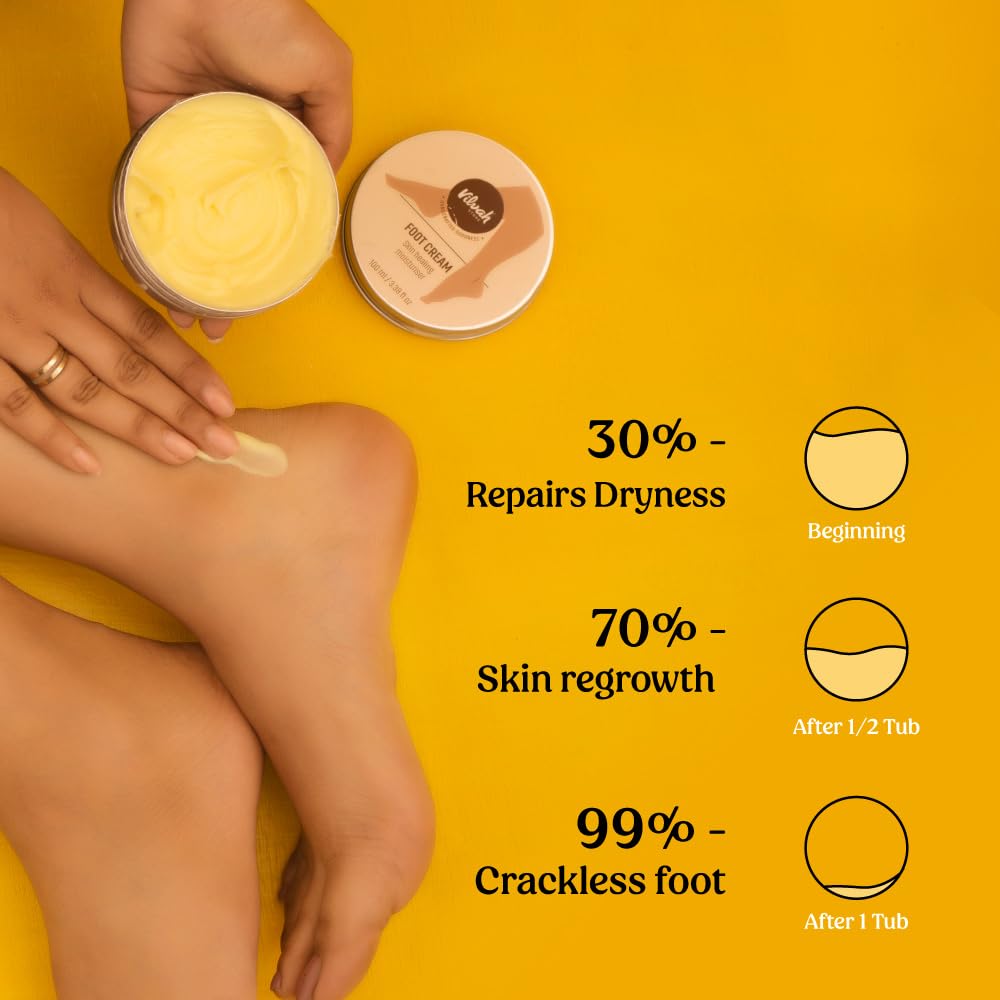 Vilvah Foot Cream for Cracked Heels | Repairs Dry, Rough & Damaged Feet | Softens Calluses & Removes Dead Skin | Deep Hydration & Odour Control | 100ml