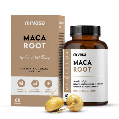 Nirvasa Maca Root Tablets 800mg (60 Tabs) | Ayurvedic Supplement for Energy, Strength, Stamina & Vitality | Supports Fertility & Hormonal Balance | For Men & Women