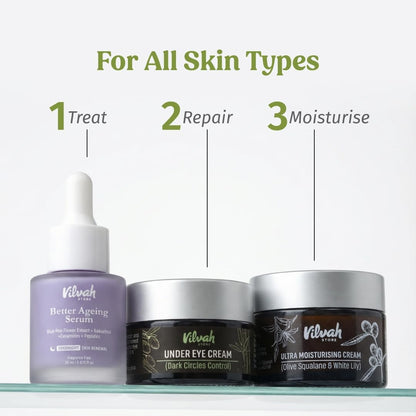 Vilvah Under Eye Cream | Reduces Dark Circles, Puffiness & Eye Bags | Hydrates, Smoothens Fine Lines & Firms Skin | Lightweight Cream for Tired Eyes | 20ml