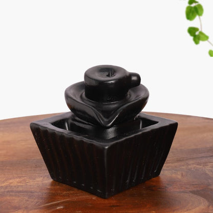 Black Shivling Idol Statue with 8 Incense Smoke Backflow Fountain Cone Incense Holder | for Table, Home Decorative Showpiece Item