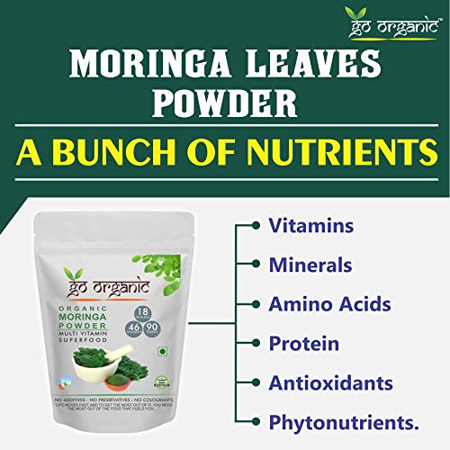 Go Organic Pure Moringa Leaf Powder 250g | Organic Moringa Oleifera Superfood for Immunity & Energy Boost | Natural Leaf Powder | For Good Health