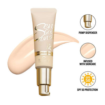 Daily Life Forever52 Sensational SPF 50+ Foundation (White Peach-04, 30ML) Enriched with Hyalorinic Acid. Niacinamide and Vitamin E| Upto 12Hrs Longlasting Radiant Finish