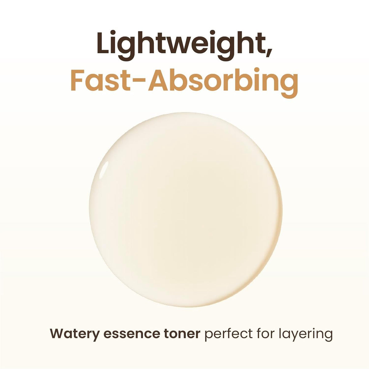 Round white toner product with text describing its features on a white background