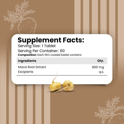 Nirvasa Maca Root Tablets 800mg (60 Tabs) | Ayurvedic Supplement for Energy, Strength, Stamina & Vitality | Supports Fertility & Hormonal Balance | For Men & Women
