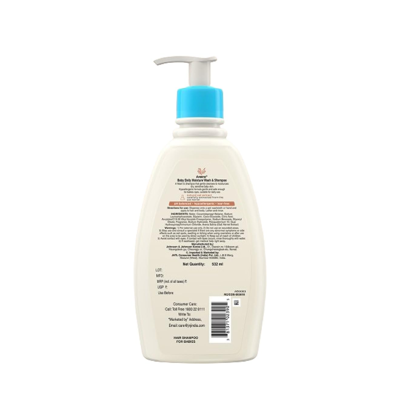 Aveeno Baby Daily Moisturizing Body Lotion | 24 Hour Protection for Sensitive Skin | Active Natural Oats Formula |Paraben Free, Fragrance Free | US Pediatrician Recommended, 532ml