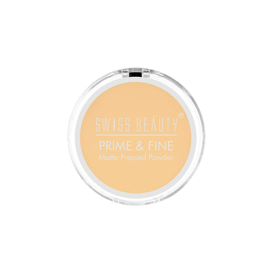 Swiss Beauty Prime & Fine Matte Pressed Powder on a white background