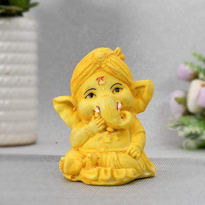 Ganesha Statue Decorative Showpiece Gift Item Best for Home & Office Decor, Car Dashboard and Corporate Gift Items, Ganesh chaturthi Decoration (Yellow Ganesh)