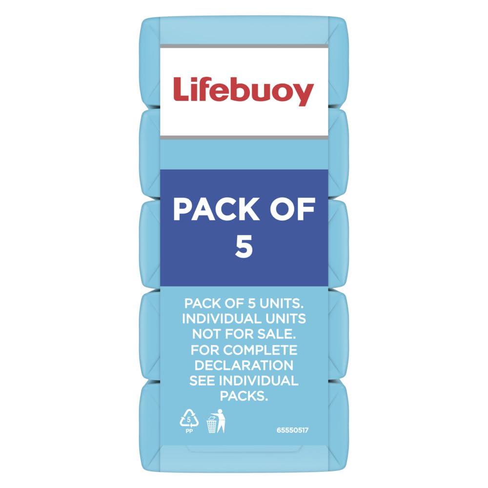LIFEBUOY Ice Bath Soap Combo Pack of 5, 125g each, for Rapid Heat Relief, with Menthol and Cool Sense Actives, Refreshing Fragrance, Designed for Indian Summer, for Men and Women