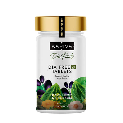 Dia Free 2X Tablets,30 Tablets | Single Dose Daily | Helps Manage Sugar Levels With Karela, Jamun, Gudmar & 3 More | 1 Month Pack