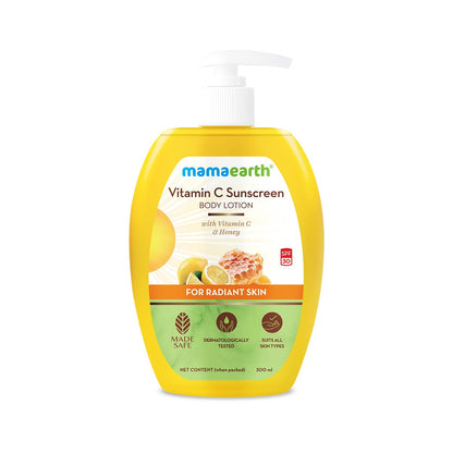 Mamaearth Vitamin C Sunscreen Body Lotion For All Skin Type SPF 30 With Vitamin C & Honey For Radiant Skin -300 Ml
