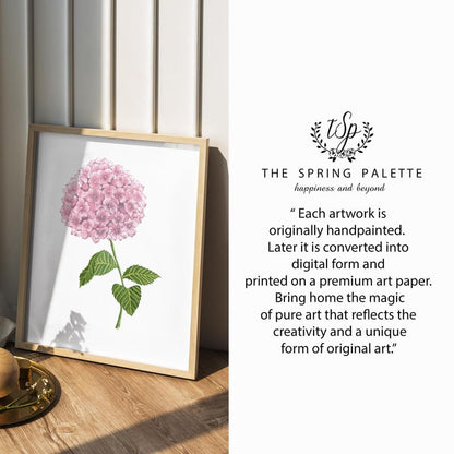 Hydrangea Floral Wall Painting| Modern Art Painting For Living Room Bed Room And Office | 11 X 14 Inches (Natural Frame)