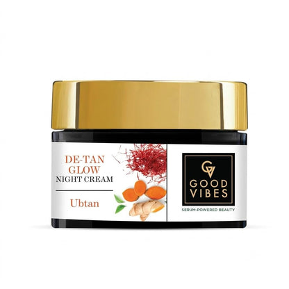 Good Vibes Ubtan Insta Glow Night Cream, 50 g | Brightening Moisturizing Nourishing Face Moisturizer For All Skin Types | With Turmeric, Saffron, Vitamin B3 | No Parabens, Sulphates & Mineral Oil