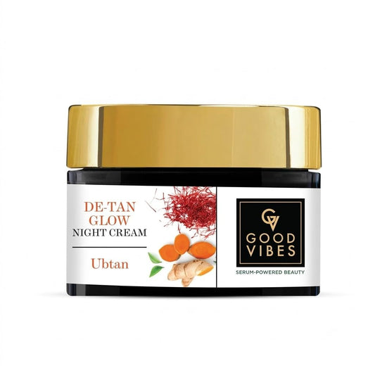 Good Vibes Ubtan Insta Glow Night Cream, 50 g | Brightening Moisturizing Nourishing Face Moisturizer For All Skin Types | With Turmeric, Saffron, Vitamin B3 | No Parabens, Sulphates & Mineral Oil