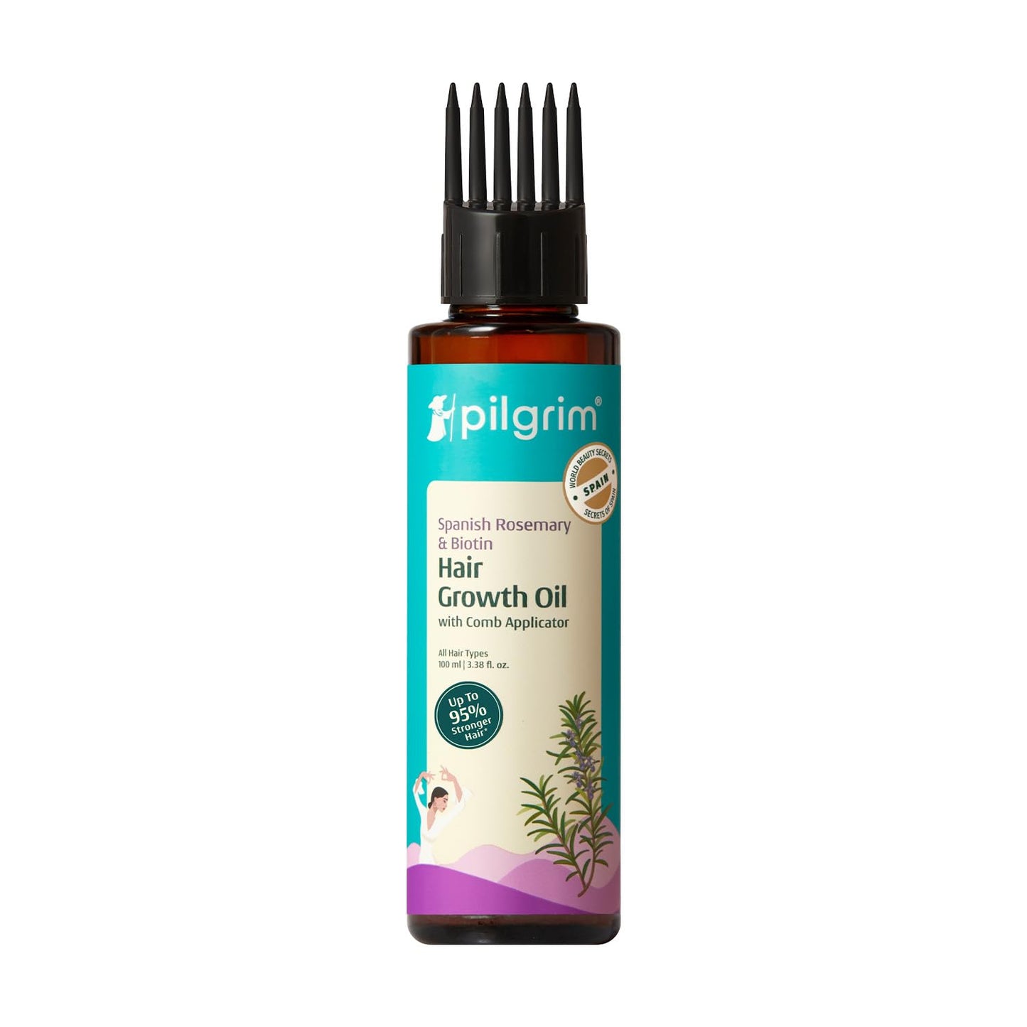 Pilgrim Spanish Rosemary & Biotin HairGrowth Oil to Control Hair Fall & Strengthens Hair 100ml | Rosemary essential oil for hairgrowth | Reduces Hairfall | Strengthens Hair I For Women and Men