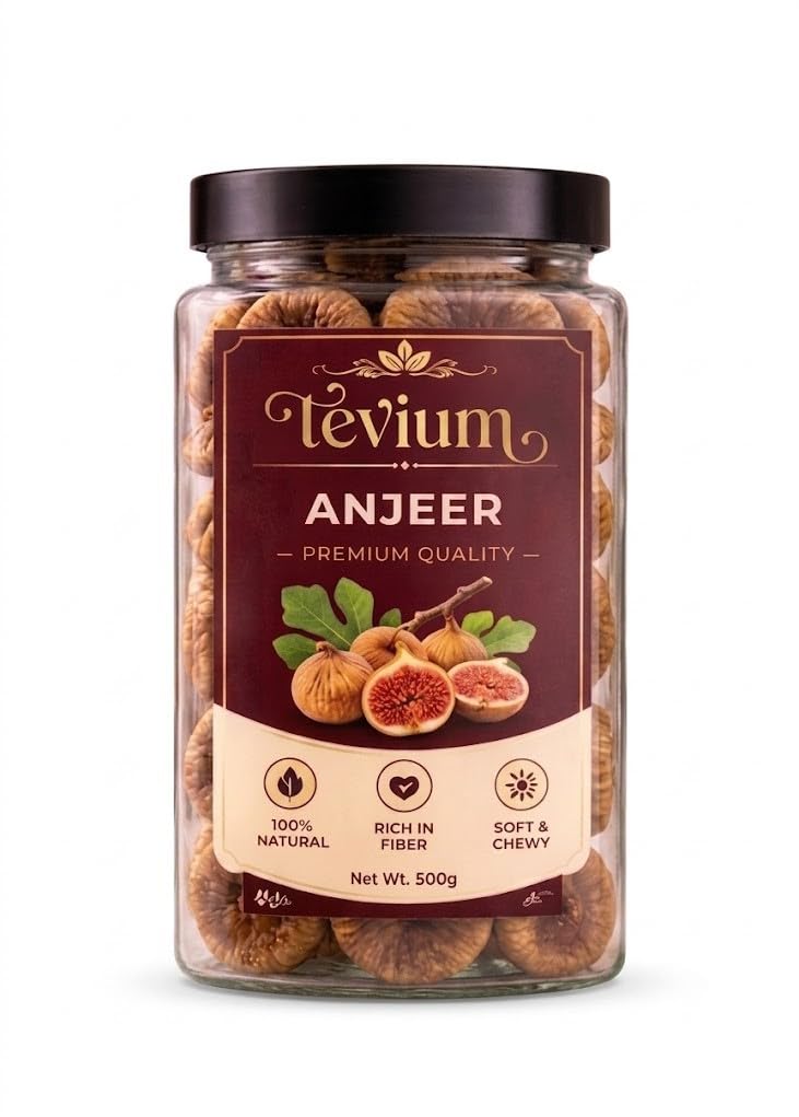 Tevium Afghani Anjeer Premium Dried Figs | Natural Dry Fruits Rich in Fiber, Calcium & Iron | Soft & Sweet Dry Figs for Eating, Milk, Sweets, Desserts & Healthy Snacking | High Energy Dry Fruit
