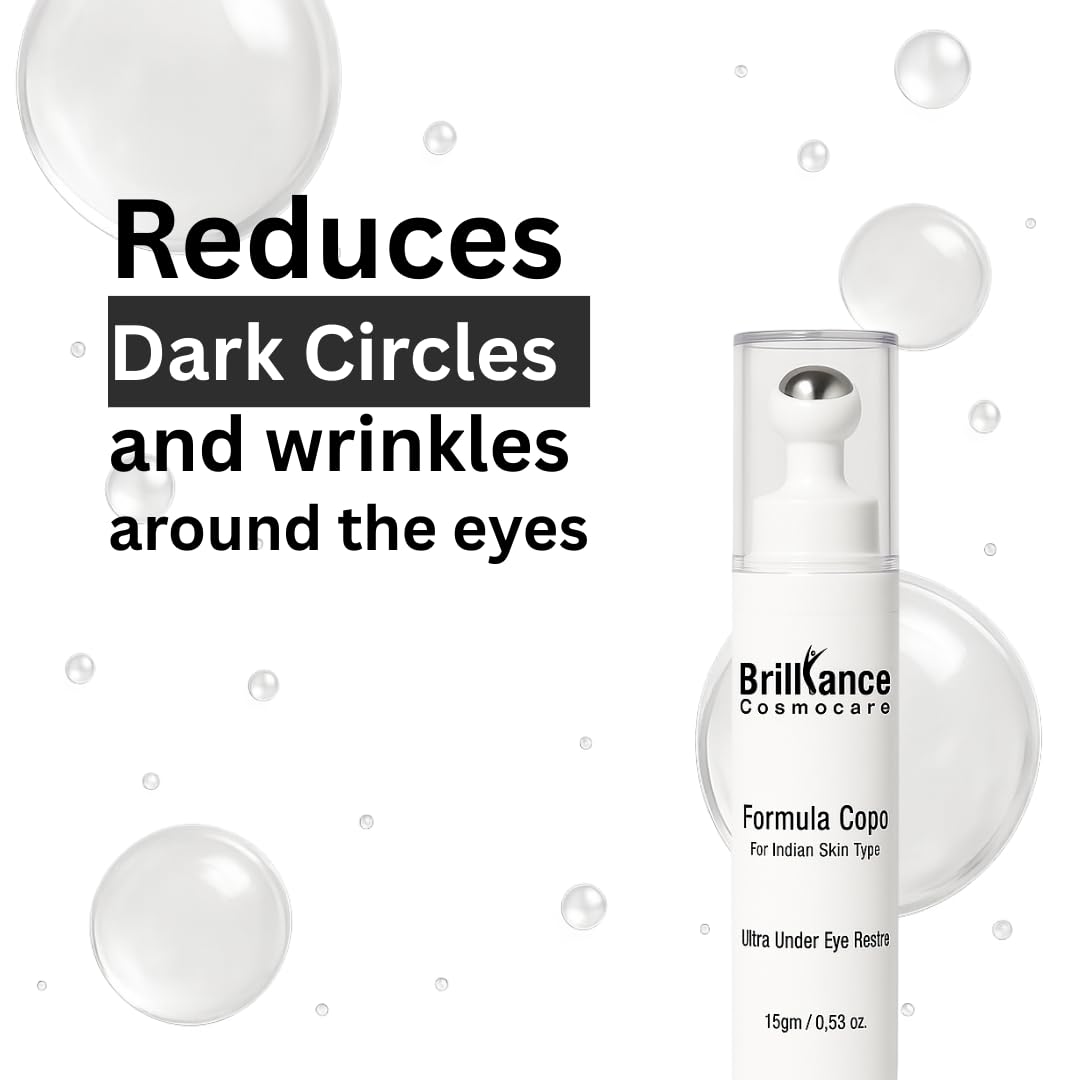 Brilliance Advance Under Eye Serum for Dark Circles & Puffiness – Hydrating Anti-Aging Formula with Peptides,Niacinamide & Hyaluronic Acid | Dermatologist Tested | 15gm