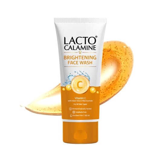 Lacto Calamine Vitamin C Face Wash | Pack of 1 x 100ml | Aloe Vera & Niacinamide Face Wash for Glowing Skin | Facewash that Exfoliates Skin & Reduces Pigmentation | No Parabens, No Sulphates
