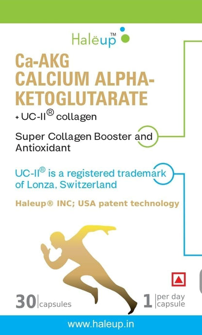 Haleup Calcium AKG Supplement with UC-II collagen | Calcium Alpha-Ketoglutarate for Cellular Energy, Bone Strength, Muscle Recovery (4 pack X 30s count)