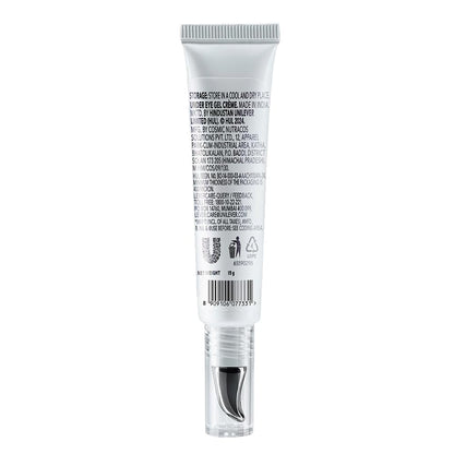 White eye gel tube with black text on a white background