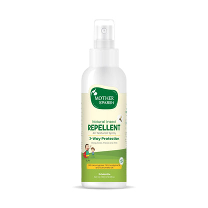 Mother Sparsh Natural Insect Repellent Spray For Babies | With Citronella, Eucalyptus & Lemongrass Oil | 100% Protection from Mosquitoes, Fleas and Ants- 100ml