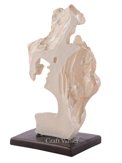 Human Face Couple Sculptures Showpieces Based on Modern Theme Abstract Design Art Figurines for Home Decor Living Room Decorative Display