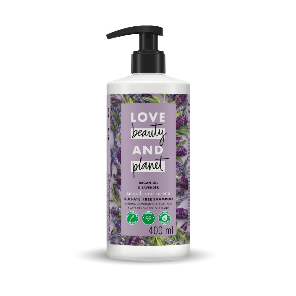 Shampoo bottle with lavender design on a white background