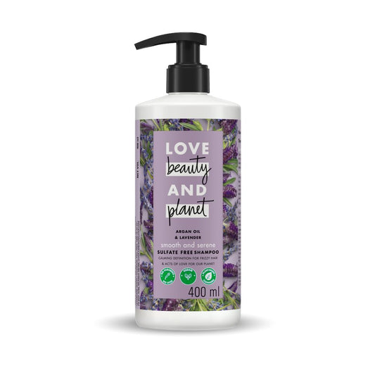 Shampoo bottle with lavender design on a white background