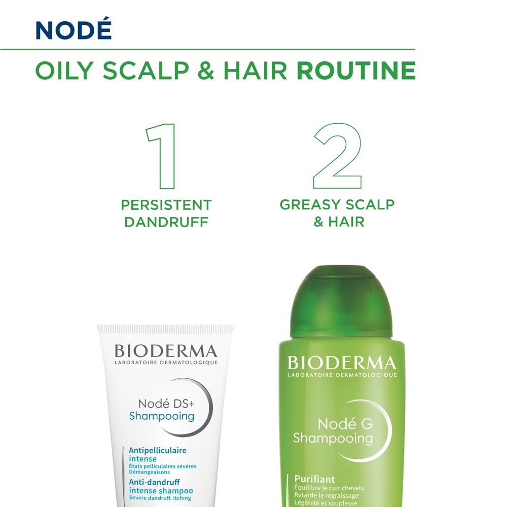 Bioderma Nédé shampooing products for oily scalp and hair routine on a white background.