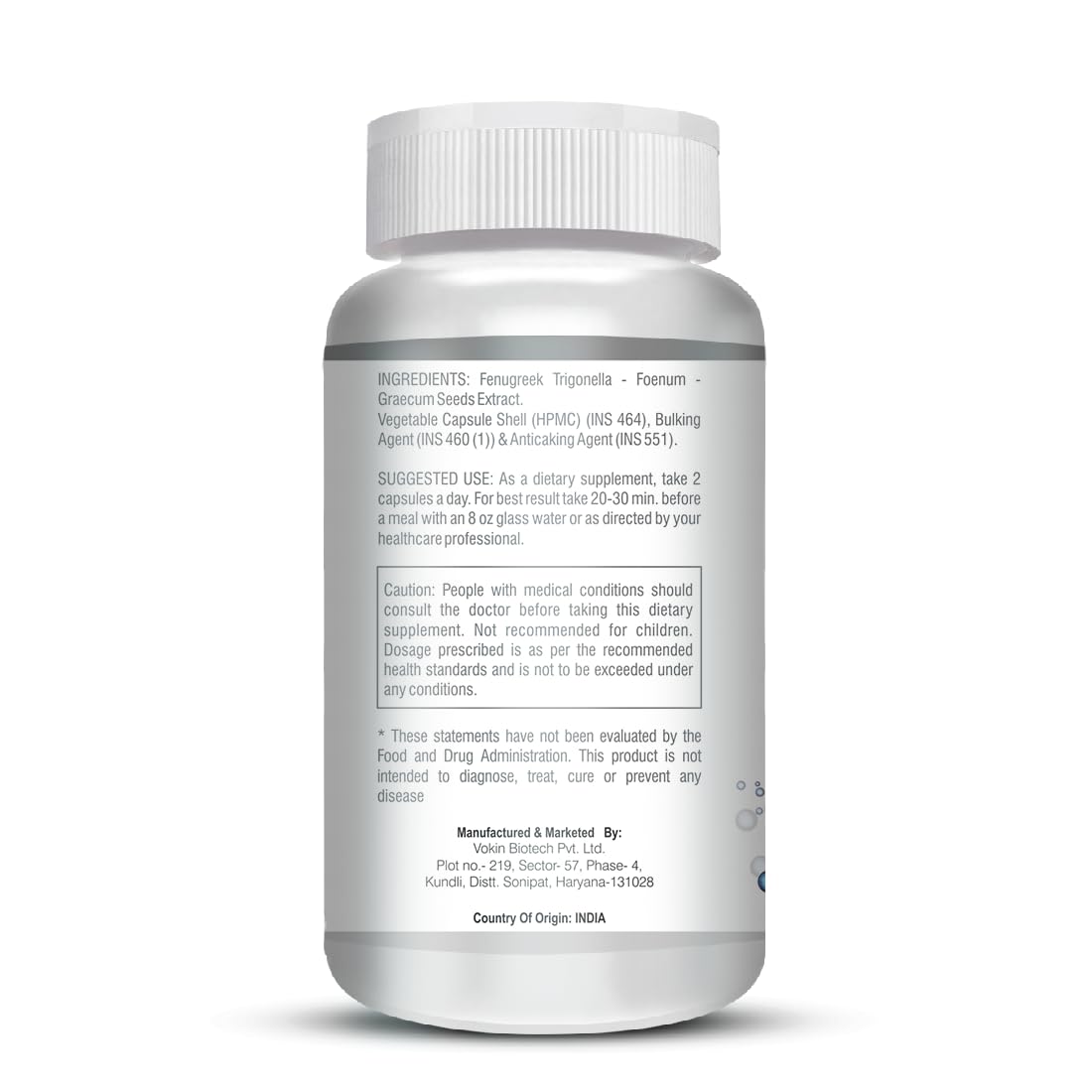 Supplement bottle with label on a white background