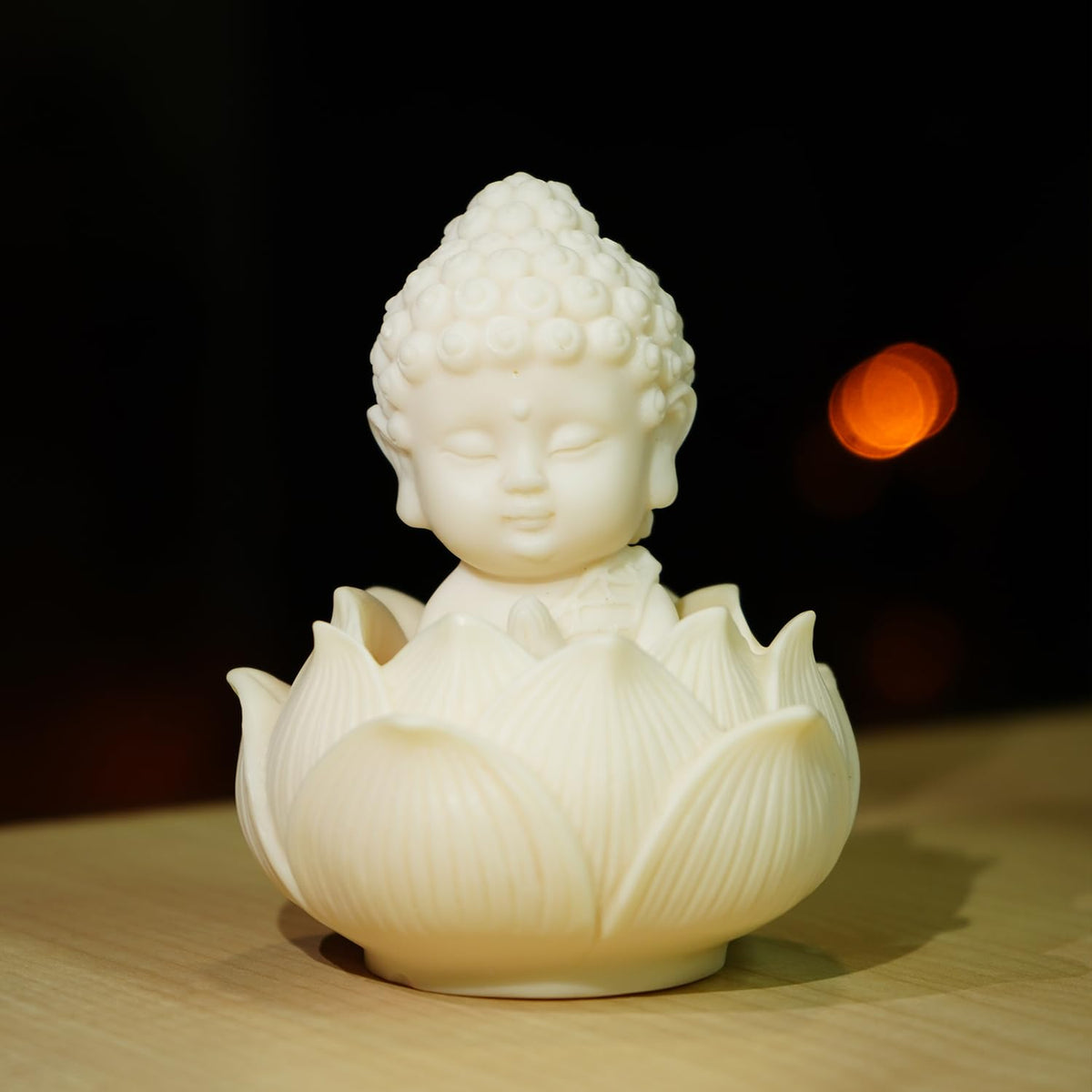 Nostrae Buddha with Lotus Show Pieces for Home Decor Living Room Decor Items | Cute Showpieces Gift Item for Decoration | Serene Center Table Tv Showcase Office Interior Statue Figurines