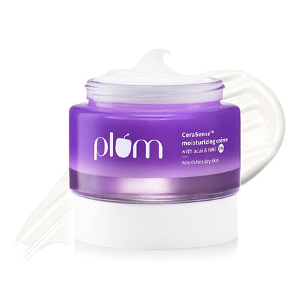 Plum CeraSense Moisturizing Crème with Ceramides & Peptides | Instant barrier repair|72-hr moisturization | Dermat-Tested | Moisturizer for dry & normal skin types| Women & Men | 50g