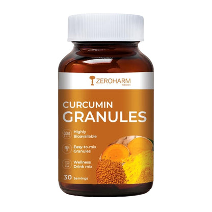 ZEROHARM Curcumin Granules from Turmeric | Easy-Mix Golden Wellness Drink for Immunity & Skin Health | Highly Bioavailable | No Mess, No Powder | Tea & Coffee Alternative for Men & Women | 100 Grams