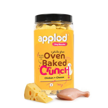 applod Crunch-a-Licious Chicken & Cheese Dog Biscuits for Puppies & Adult Dogs | Gluten-Free Crunchy Dog Treats Made with Real Chicken Protein | Healthy Training & Reward Snacks | 800g