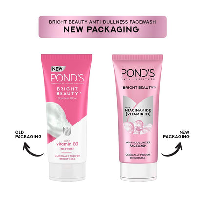 Ponds Bright Beauty Anti-Dullness & Brightening Facewash with Niacinamide | For Glass-Skin Like Shine and with 4X Visibly Brighter Skin, 200gm