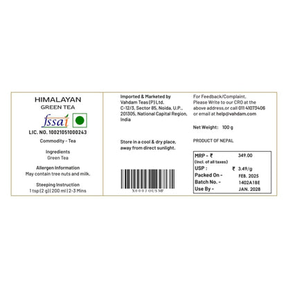 VAHDAM Organic Himalayan Green Tea - 100g | Rich in Antioxidants | Smooth & Non-Bitter | Grown Leaves from Himalayas | Non-GMO | Gluten Free
