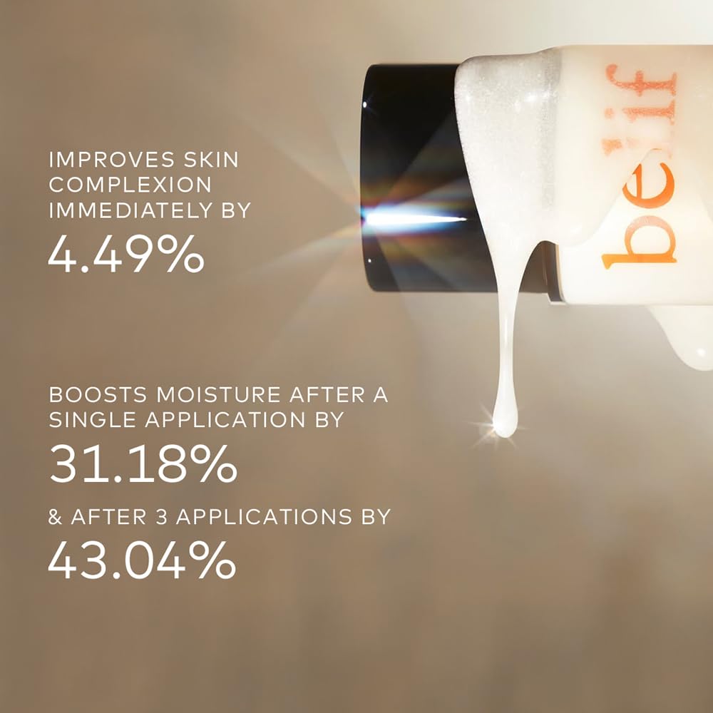 Beef skincare product with text on a brown background
