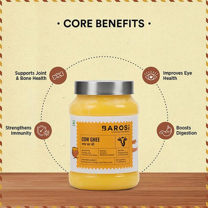 Barosi Premium Cow Ghee | 100% Pure | Danedar Texture | Rich In Good Fats And Antioxidants | Easy To Digest