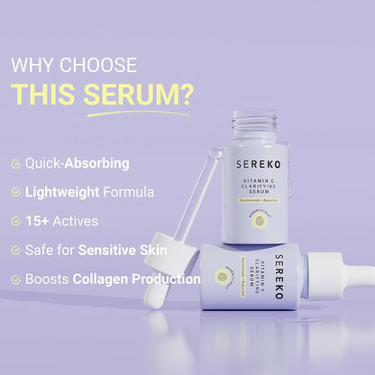 Sereko Vitamin C serum with dropper on a light purple background