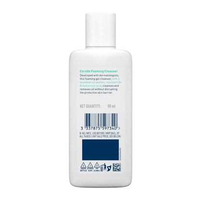 CeraVe foaming cleanser bottle with label on a white background