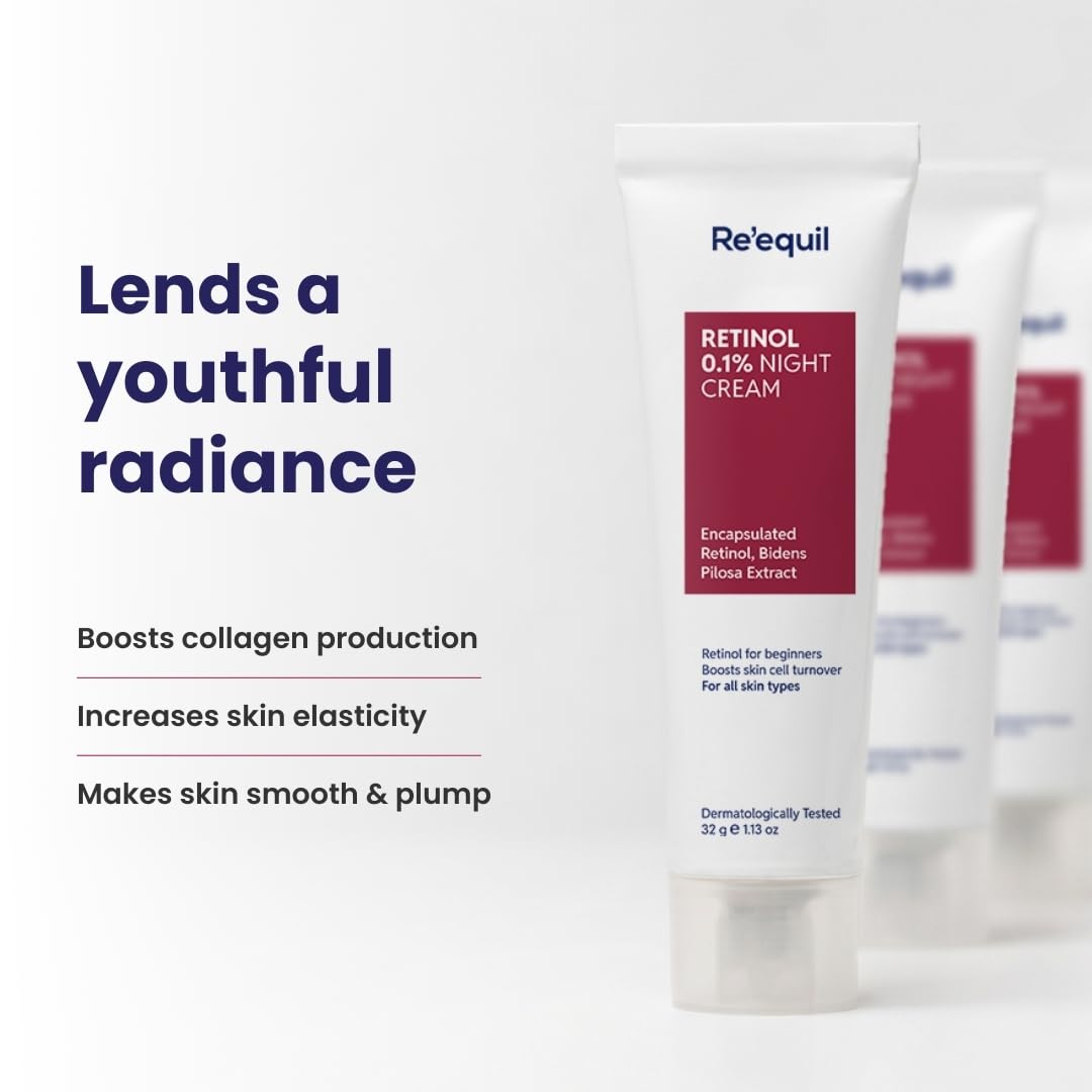Re'equil Retinol night cream with product description on a white background