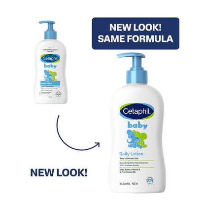 Cetaphil Baby Daily Lotion, Suitable for baby’s delicate skin, Shea Butter and Vit E, Dermatologist Tested and Pediatrician Recommended, 400 ml