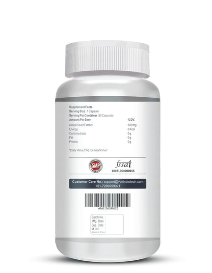 Vokin Biotech Grape Seed Extract | 500 mg | 95% Polyphenols | Support Heart Health 90 capsule