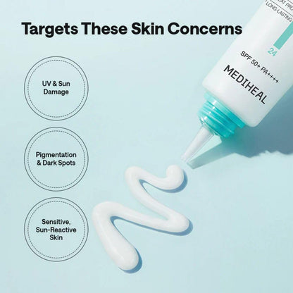 MEDIHEAL Madecassoside Moisture Sun Serum SPF50+ PA++++, Hydrating Korean Sunscreen Serum with Centella Madecassoside for UV Protection, Blemish Care & Skin Barrier Repair, Lightweight Moisturizing K-Beauty Sunscreen (50g)