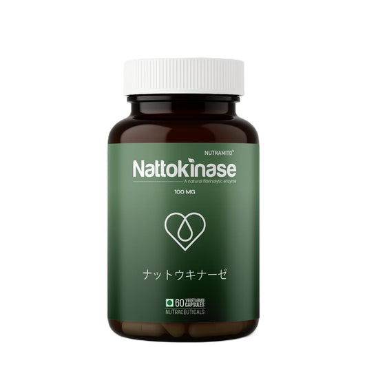 Nattokinase supplement by Nutramito, 200mg (4000 FU) per serving of 2 capsules, Natural Enzyme Supplement for Heart Health, Vitamin K–Free Formula, Supports Heart Health & Smooth Circulation