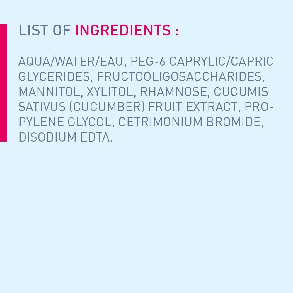 List of ingredients on a light gray background with a red vertical stripe.