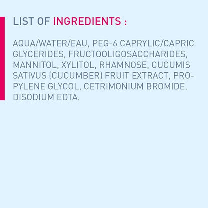 List of ingredients on a light gray background with a red vertical stripe.
