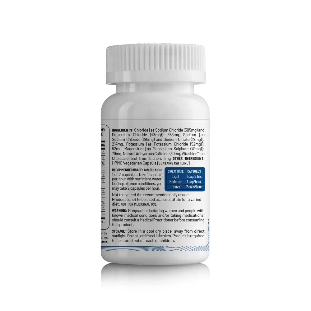 Zephivo Unived Caffeinated Electrolyte Salt Caps Electrolyte Replacement With Caffeine, 30 Vegan Caps
