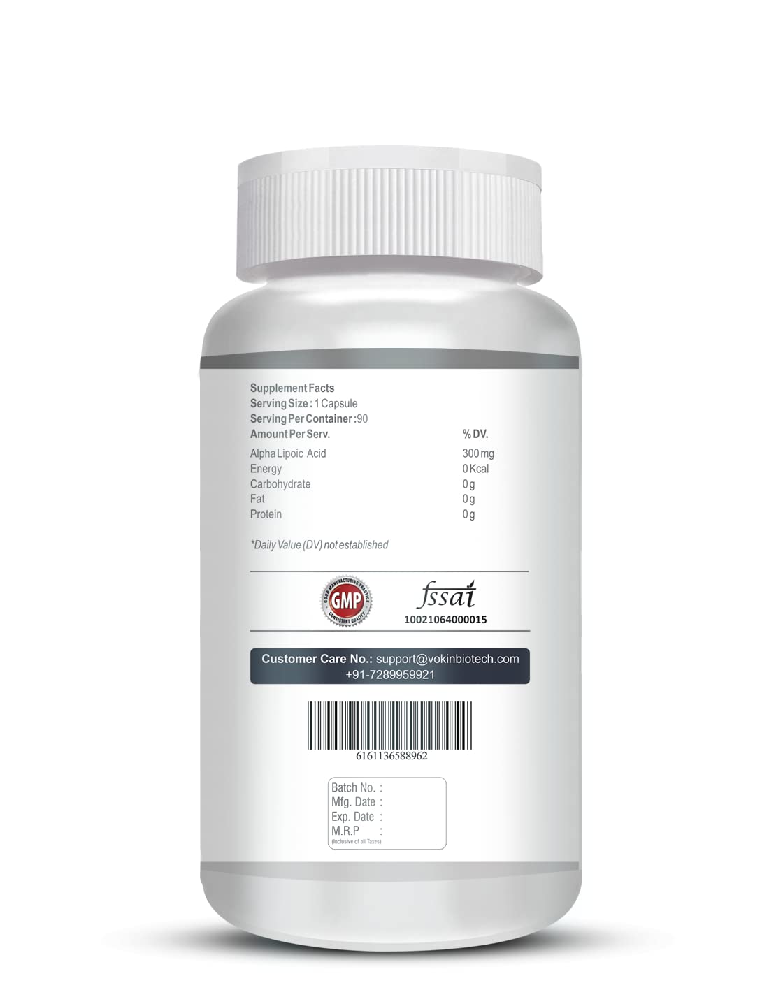 Supplement bottle with label on a white background