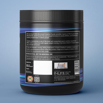 INLIFE Creatine Monohydrate 100g | Micronised Powder Supplement | Pre or Post Workout, Athletic Performance (Unflavoured)